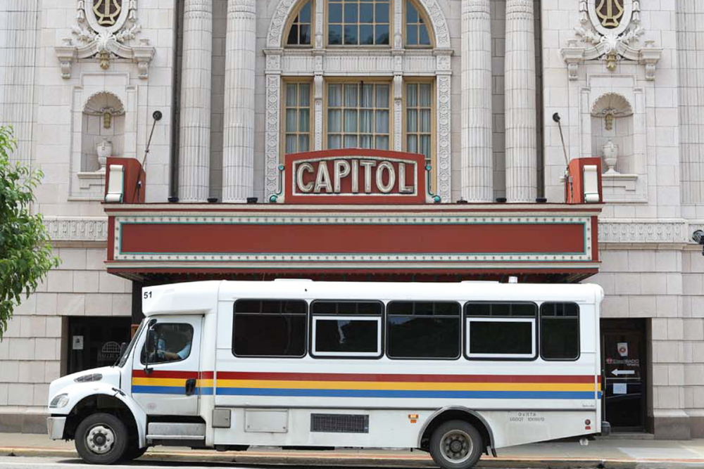 Bus in front of Capitol Theatre